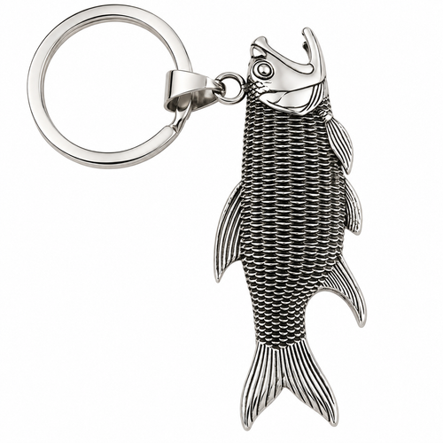 Fish-shaped stainless steel keychain bottle opener