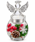 Gilde Dreamlight glass angel Christmas tealight holder, front view on white background