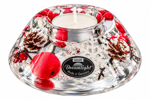 Front view Gilde Dreamlight German glass Christmas tealight holder
