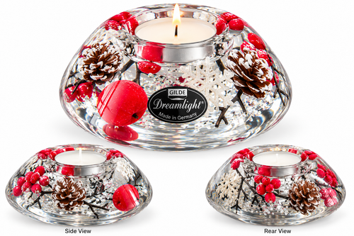 Side and rear views of the glass tealight holder