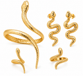 Gold-tone snake jewellery set with arm cuff ring and earrings