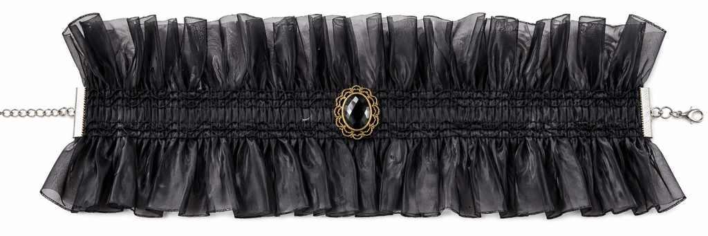 Black ruffled gothic choker