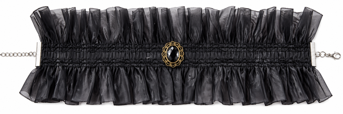 Black ruffled gothic choker
