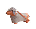 Houndstooth dachshund handbag with matching cap