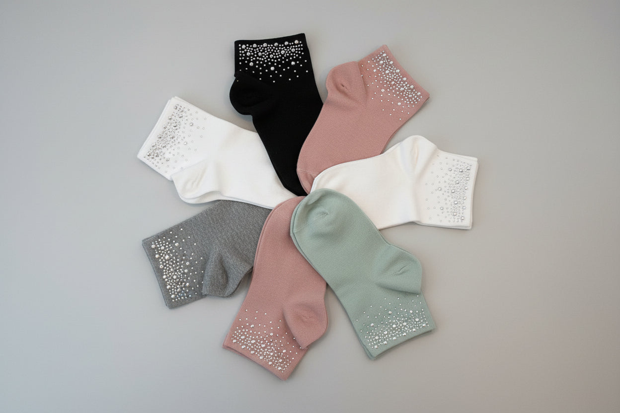 Diamonte cotton anklet socks