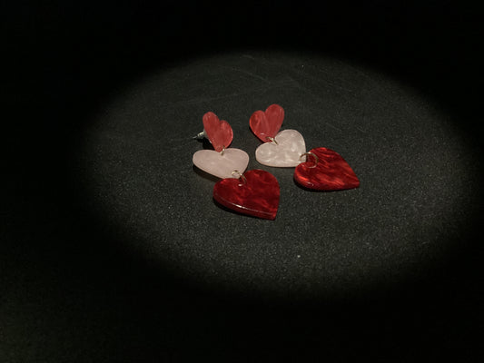 Hearts pendant stud earrings