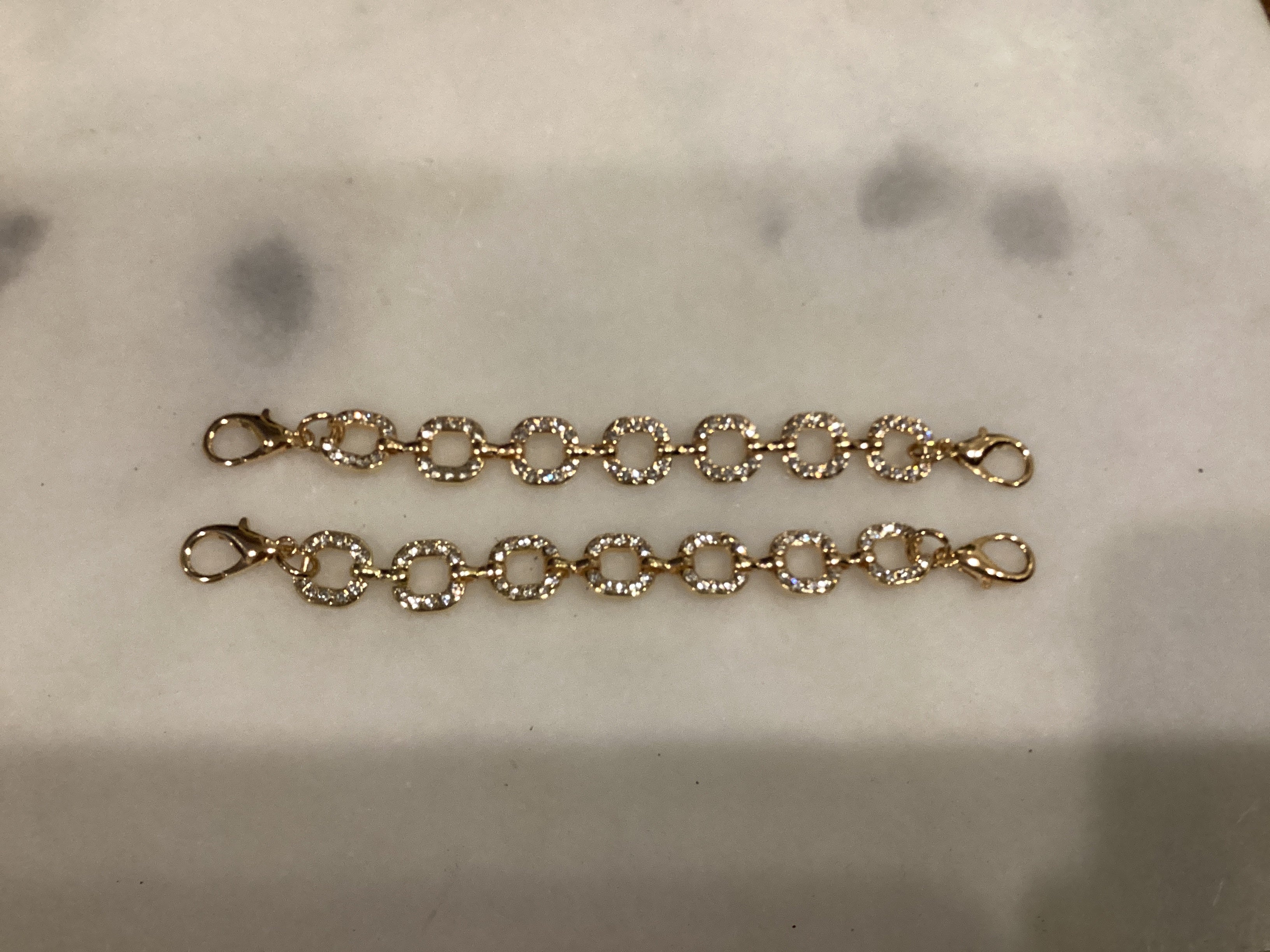 Bijou de chaussure deux chaînes en diamant avec fermoirs