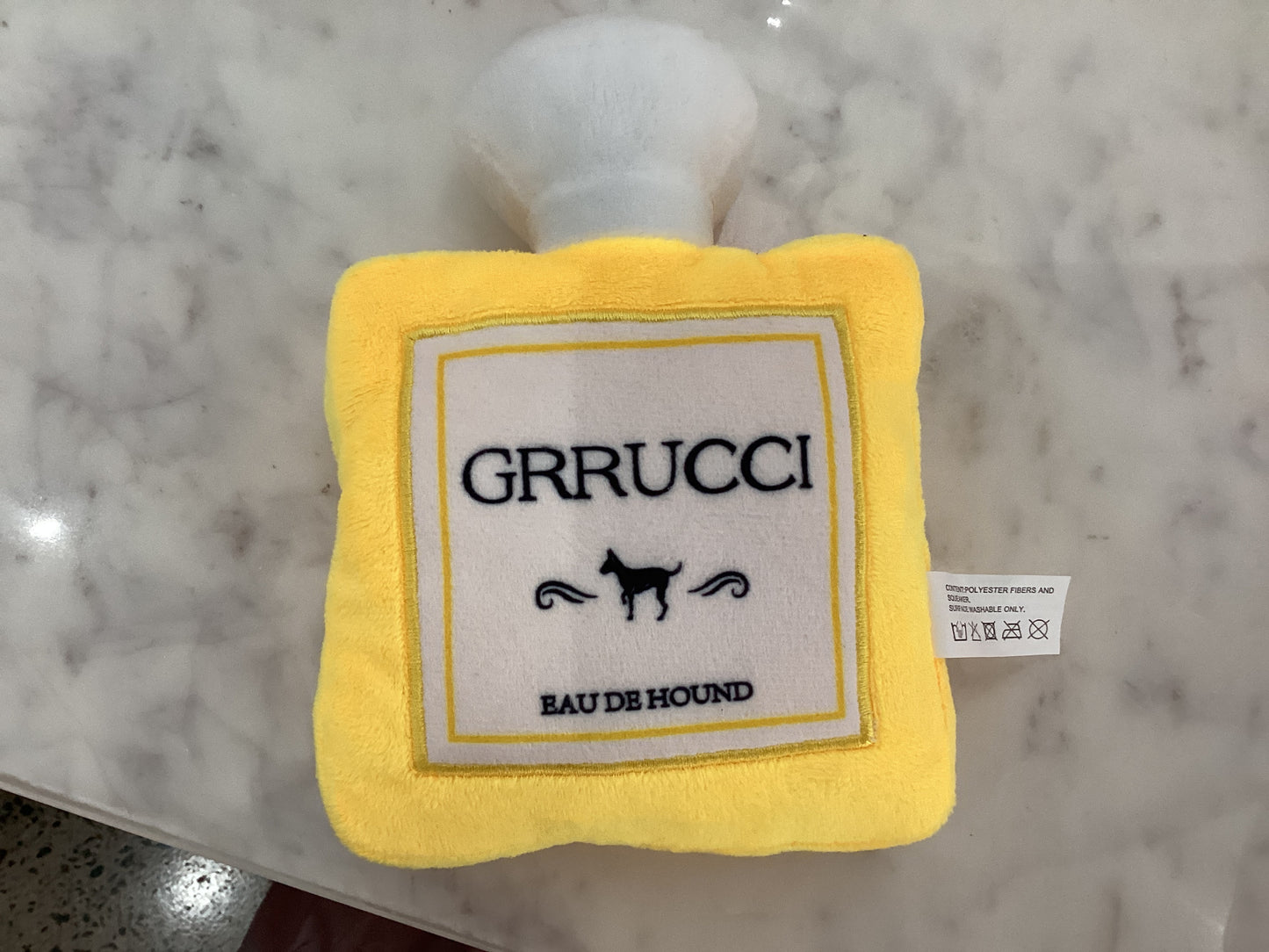 Dog Grucci squeaky perfume soft toy