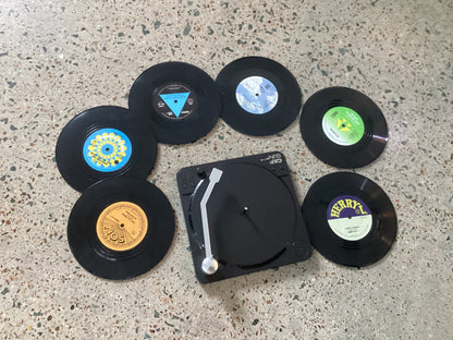 Vinyl Record player with 6 coasters set