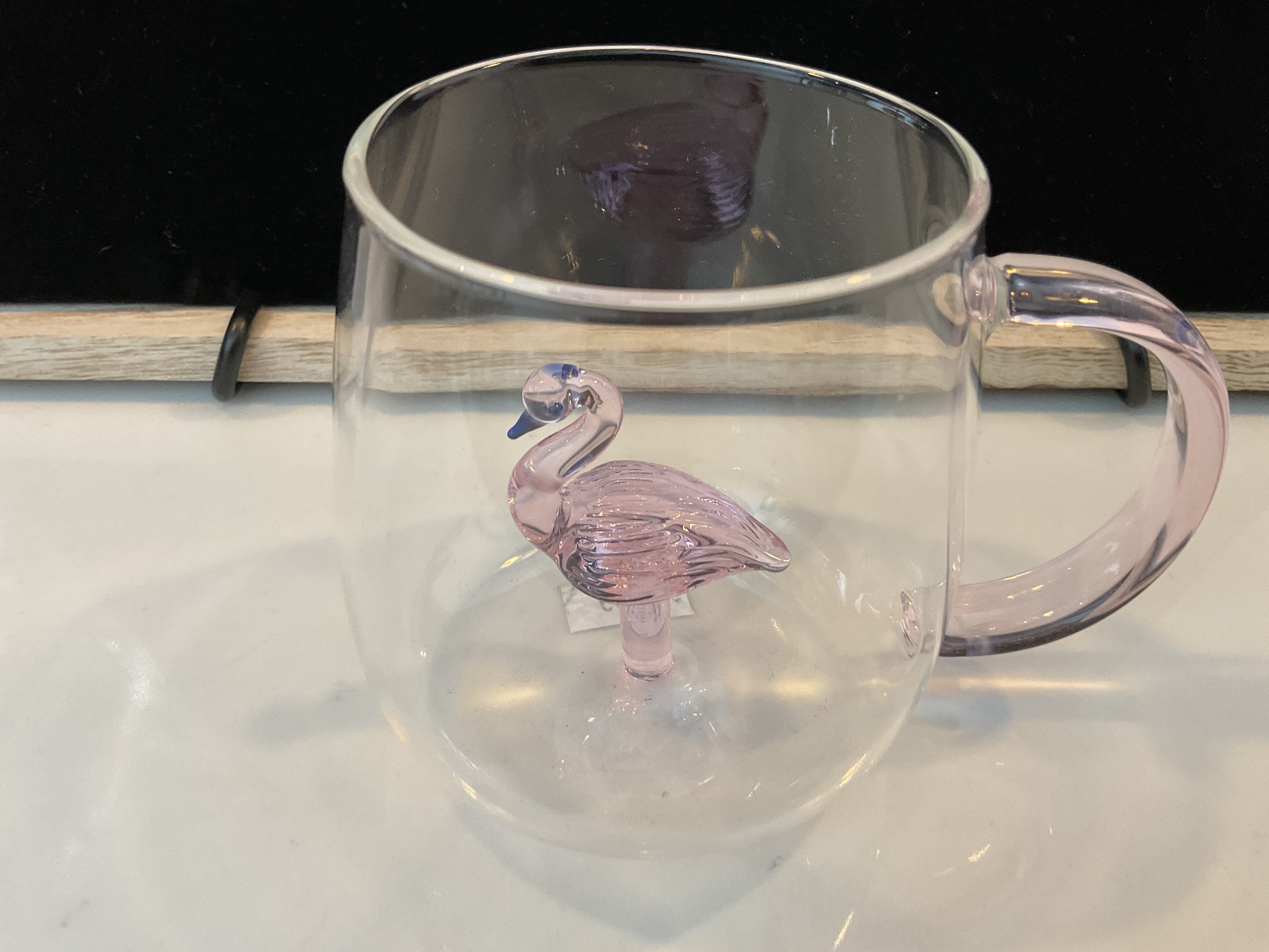 Mug en verre flamant rose avec anse
