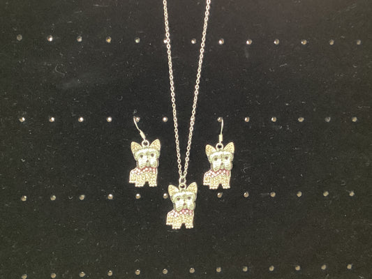 Dog Necklace & Earrings set