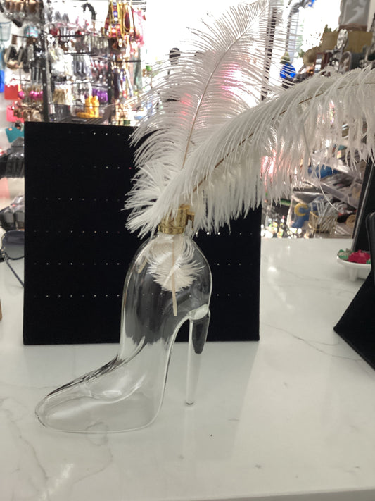 Glass high heel shoe vase