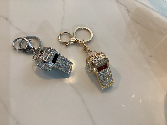 Diamonte whistle keyring keychain