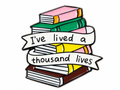 I've Lived a Thousand Lives book stack enamel metal pin