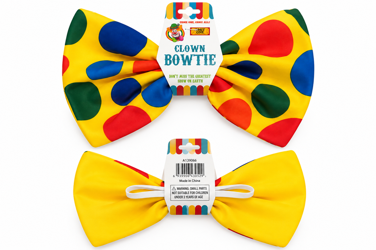 Oversized Rainbow Polka Dot Clown Bow Tie – 20cm