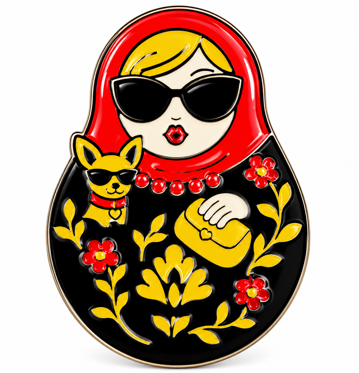 Matryoshka fashion doll enamel pin