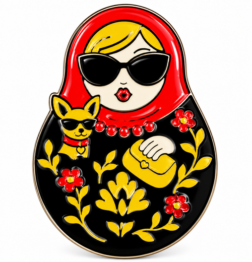 Matryoshka fashion doll enamel pin