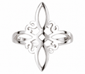 Hollow openwork Miko knot stainless steel adjustable ring on white background