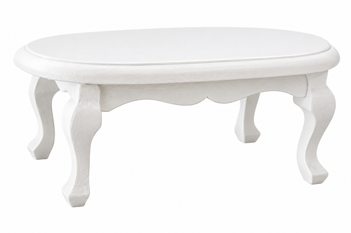 Miniature vintage-style white painted wooden oval coffee table