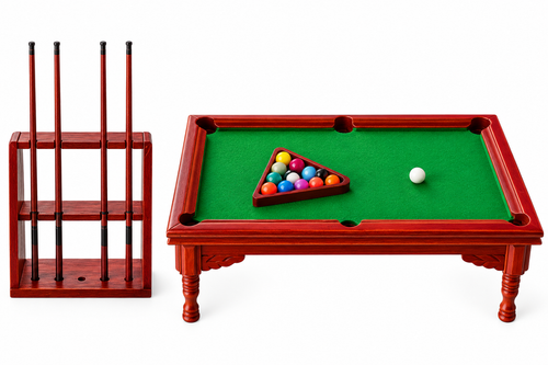 Handmade 1:12 scale miniature billiard table set with cues and balls