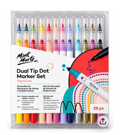 Mont Marte Signature Dual Tip Dot Marker Set 28pc