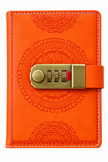 Orange embossed PU leather journal with combination lock