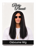Party Planet Osbourne long black wig product box on white background