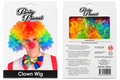 Party Planet rainbow clown wig front and back packaging