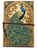 Peacock vintage handmade journal with ornate floral cover