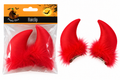 Halloween red devil horns hair clips, pair, white background
