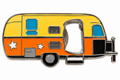 Retro yellow and orange caravan bottle opener fridge magnet