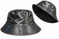 Reversible disco metallic silver and black bucket hat