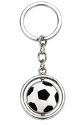 Rotating rubber soccer ball metal fidget keychain