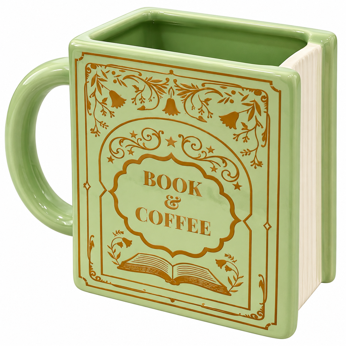 Sage green ceramic Book & Coffee mug