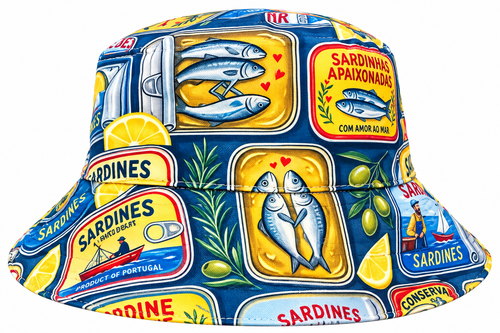 Sardine print polyester bucket hat