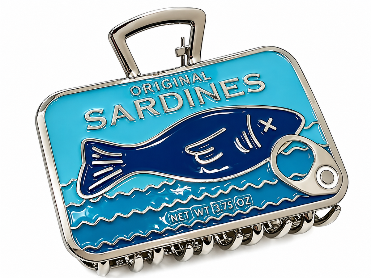 Sardine tin novelty zinc alloy hair claw clip