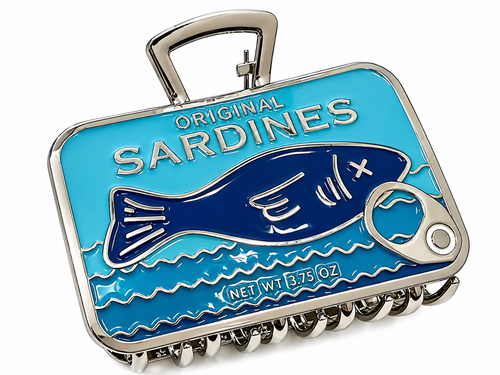 Sardine tin novelty zinc alloy hair claw clip