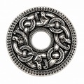 Silver-tone Celtic Viking style round brooch approximately 3 cm diameter