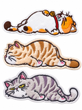 Three soft furry embroidered cat patches