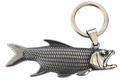 Stainless steel fish-shaped bottle opener keychain with keyring