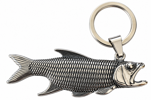 Stainless steel fish-shaped bottle opener keychain with keyring