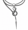 Stainless steel snake necklace with layered chain and pointed drop