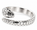 Polished stainless steel snake ring with scale detail