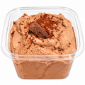 Vegan chocolate mousse topped with chocolate shard and cocoa