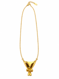 Gold-plated alloy bouquet pendant necklace on white background