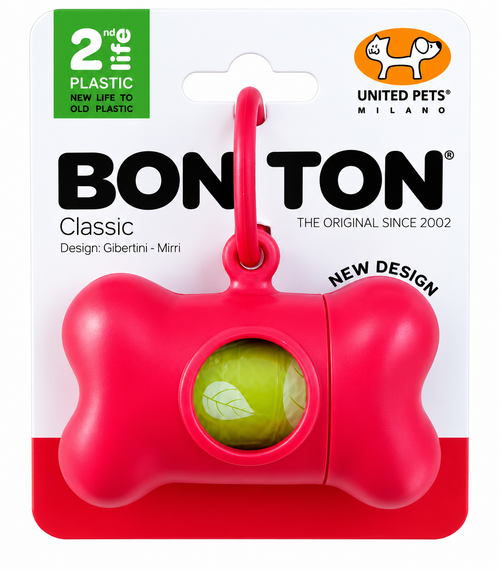 United Pets BON TON pink bone shaped dog waste bag dispenser