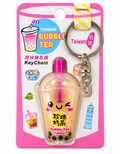 Kawaii Taiwan bubble tea keychain charm in retail packaging