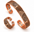 Tree of Life copper open bangle and matching ring set