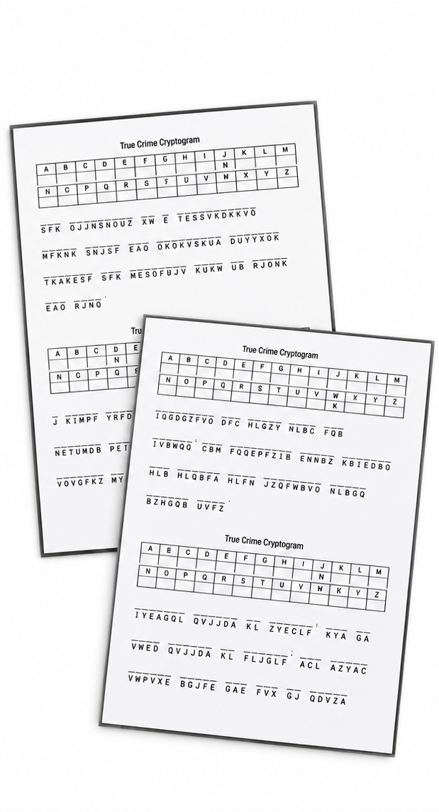 Sample crime cryptogram puzzles inside workbook