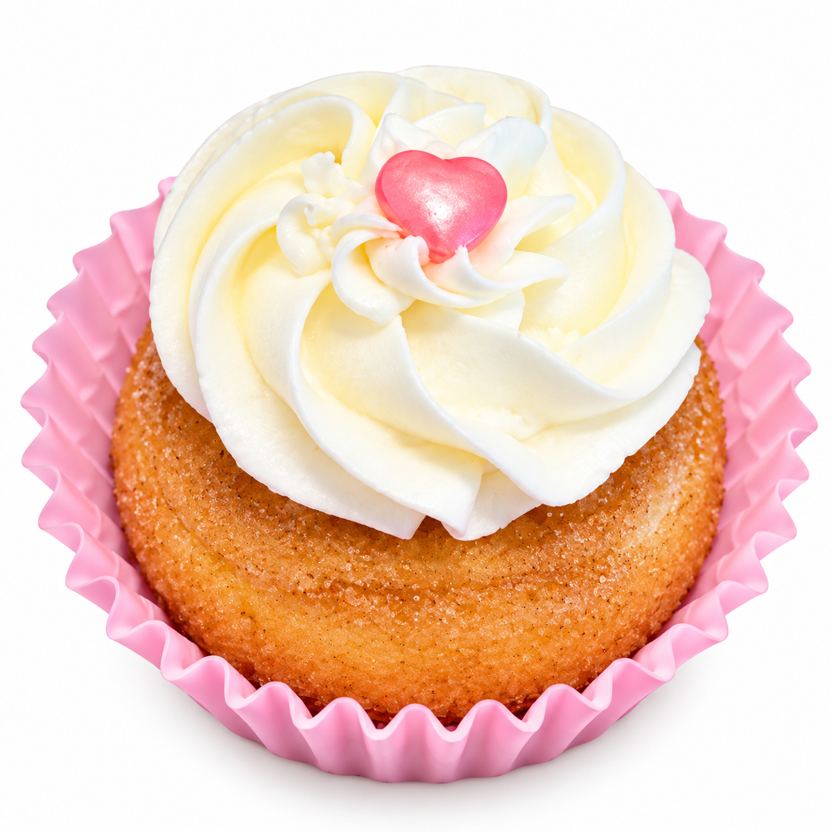 Vegan vanilla cream donut on white background